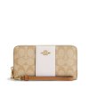 Coach Peněženka Long Zip Around Wallet Signature Canvas Khaki Chalk Lt Saddle22