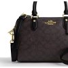 Coach Rowan Satchel Bag In Signature Canvas Gold Walnut Black3
