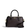 Coach Rowan Satchel Bag In Signature Canvas Gold Walnut Blacka2