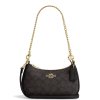 COACH Kabelka Teri Mini Crossbody Bag In Signature Canvas Gold Walnut Blacka