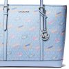 Michael Kors Jet Set Large Printed Signature Logo Tote Bag Light Skyaj