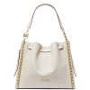 Michael Kors Mina Large Signature Logo Chain Shoulder Bag Light Cream Multiv