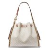 Michael Kors Mina Large Signature Logo Chain Shoulder Bag Vanilla