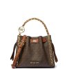 Michael Kors Mina Small Signature Logo Chain Crossbody Bag Browns