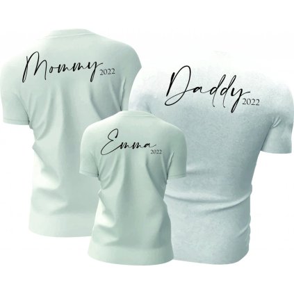 T-shirty z nadrukiem Mommy, Daddy i IMIĘ DZIECKA, dla całej rodziny