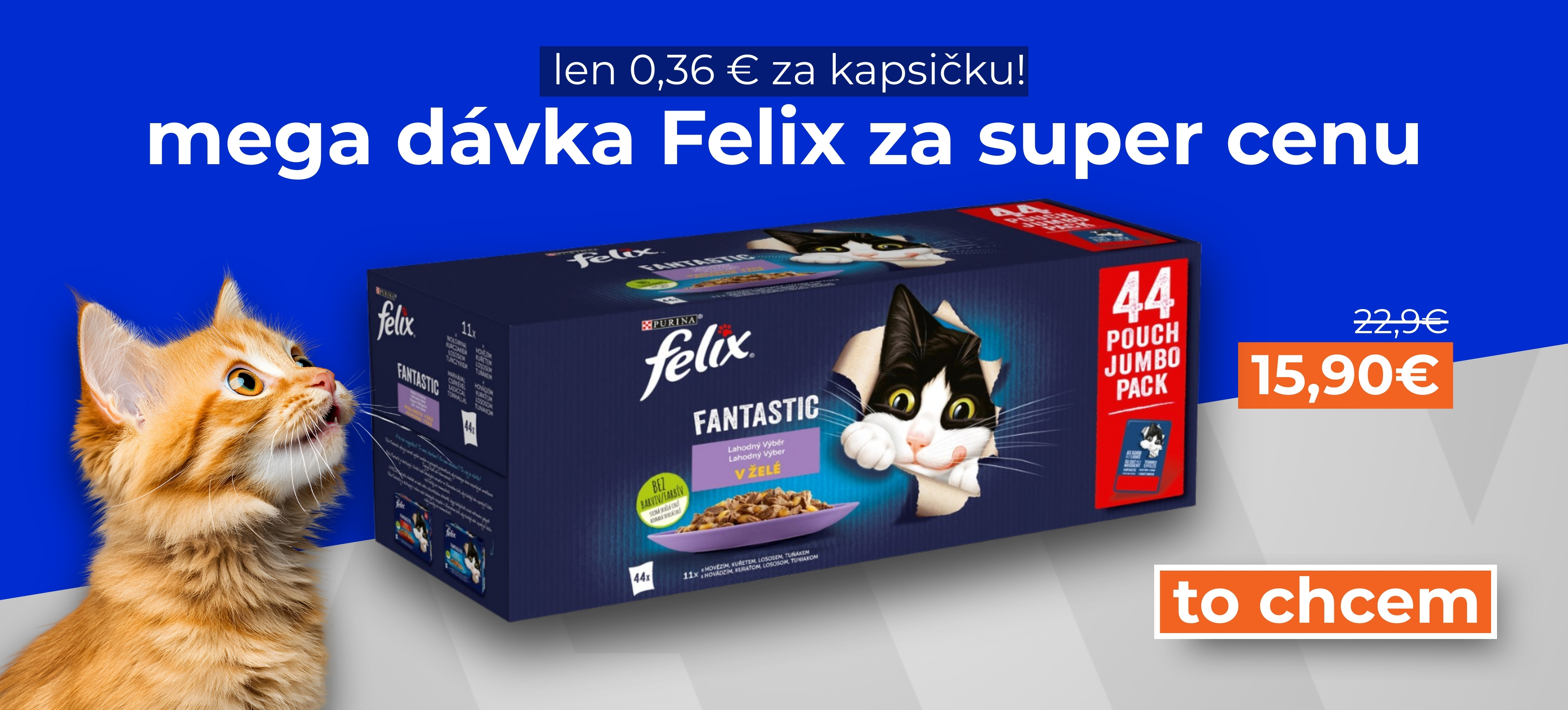 Mega balenie kapsičiek Felix Fantastic 44×85 g v akcii za 15,90 € – výhodné krmivo pre mačky