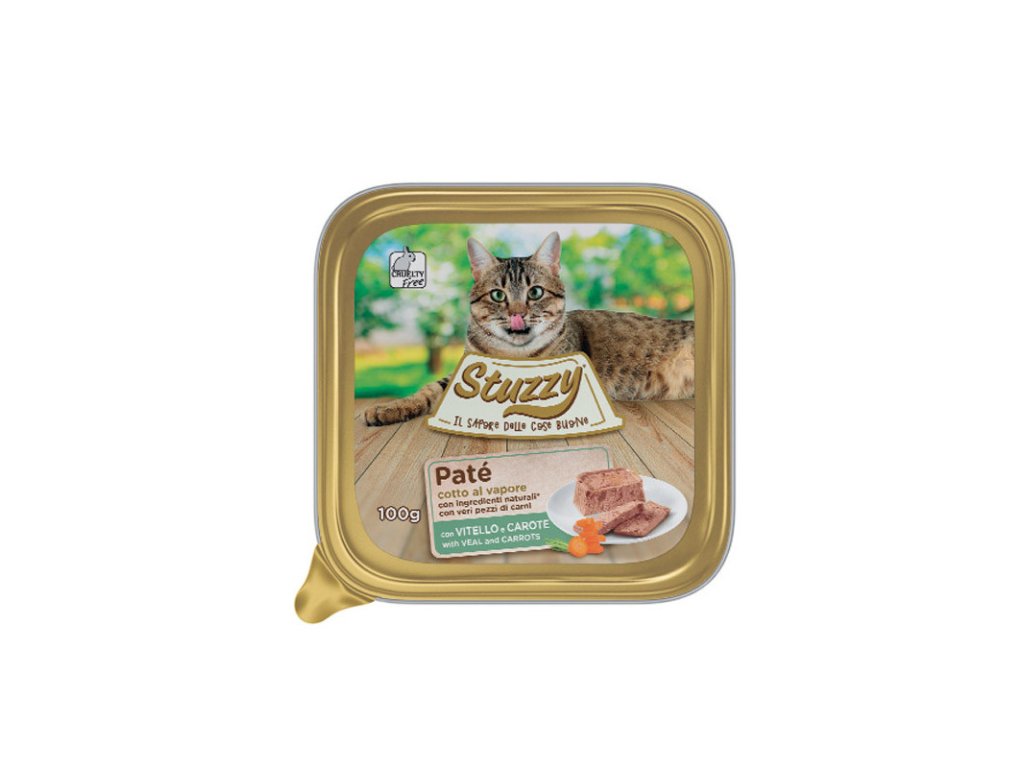 stuzzy cat pate adult s telacim a mrkvou 100g