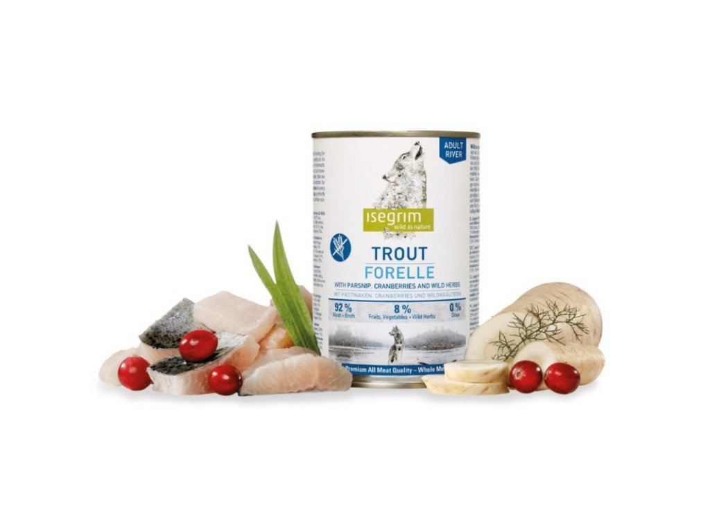 Isegrim dog adult trout with parsnip cranberries wild herbs 800g 4250231540233