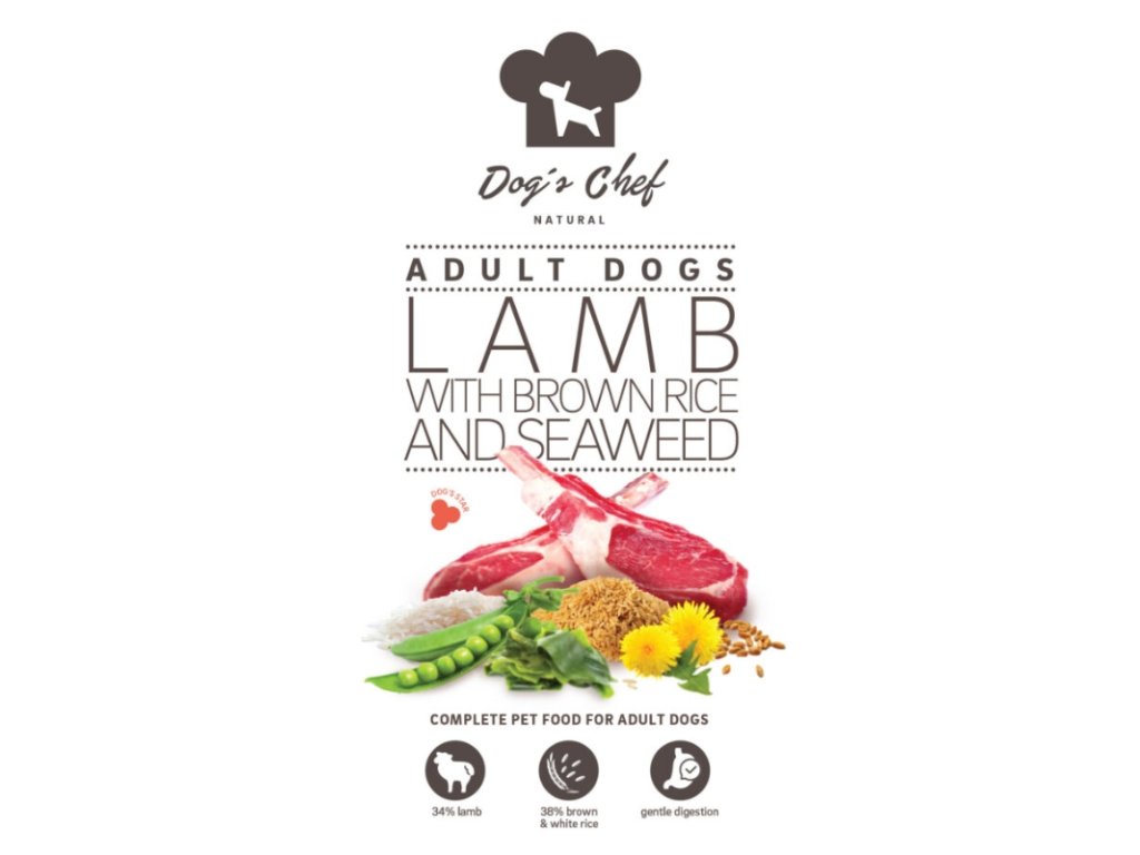 Dogs Chef Lamb with brown rice and seaweed 6kg pre dospelych psov 8588008528754