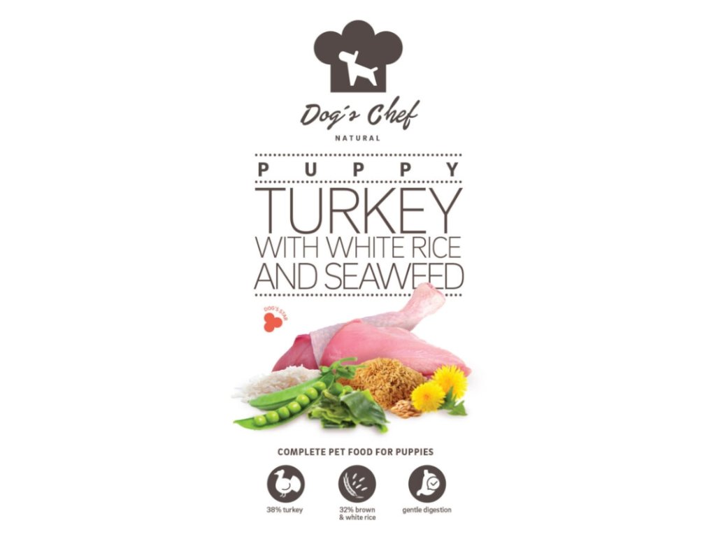 Dogs Chef Turkey with white rice and seaweed 2kg All puppies 8588008528419