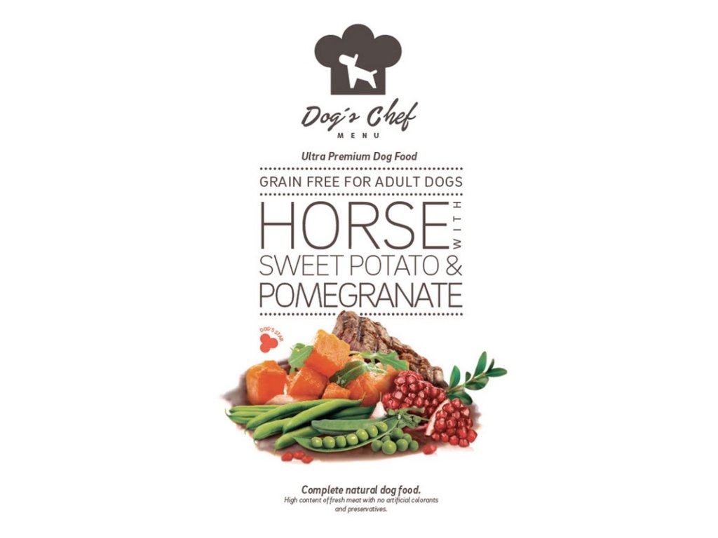 dogs chef horse with sweet potato and pomegranate 2 kg pre dospelych psov 8588008528518