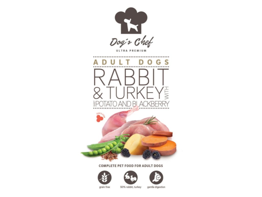 Dogs Chef Rabbit Turkey with Sweet potato and Blackberry 500g pre dospelych psov 8588008528587