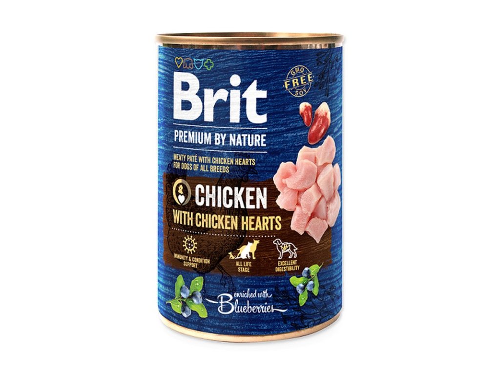 brit premium by nature chicken with hearts 400 g konzerva pre psov 8595602537952