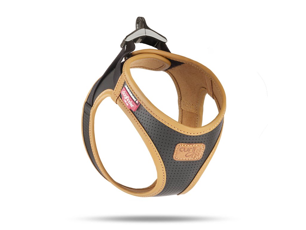 CURLI Postroj pre psov z jablčnej kože Black L, 8-13 kg