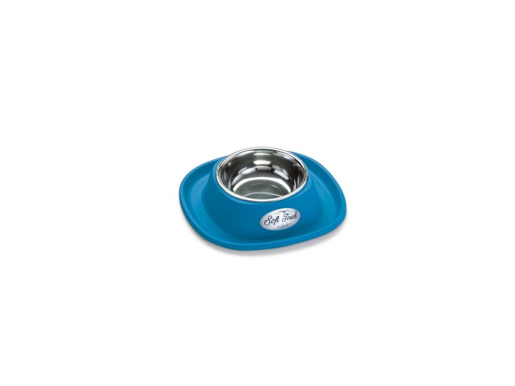 COBBYS PET Soft Touch INOX 20x20x3,5cm držiak z gumy s nerezovou miskou 0,23l