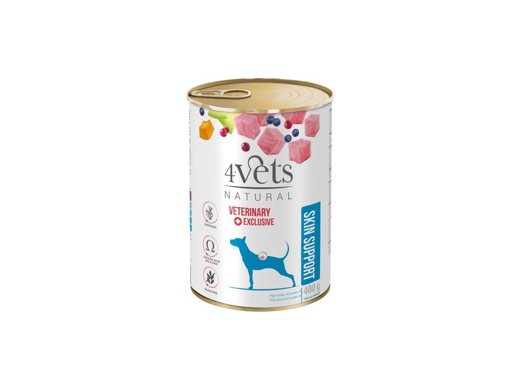 4Vets NATURAL VETERINARY EXCLUSIVE SKIN SUPPORT 400g pre psov pri ochoreniach kože