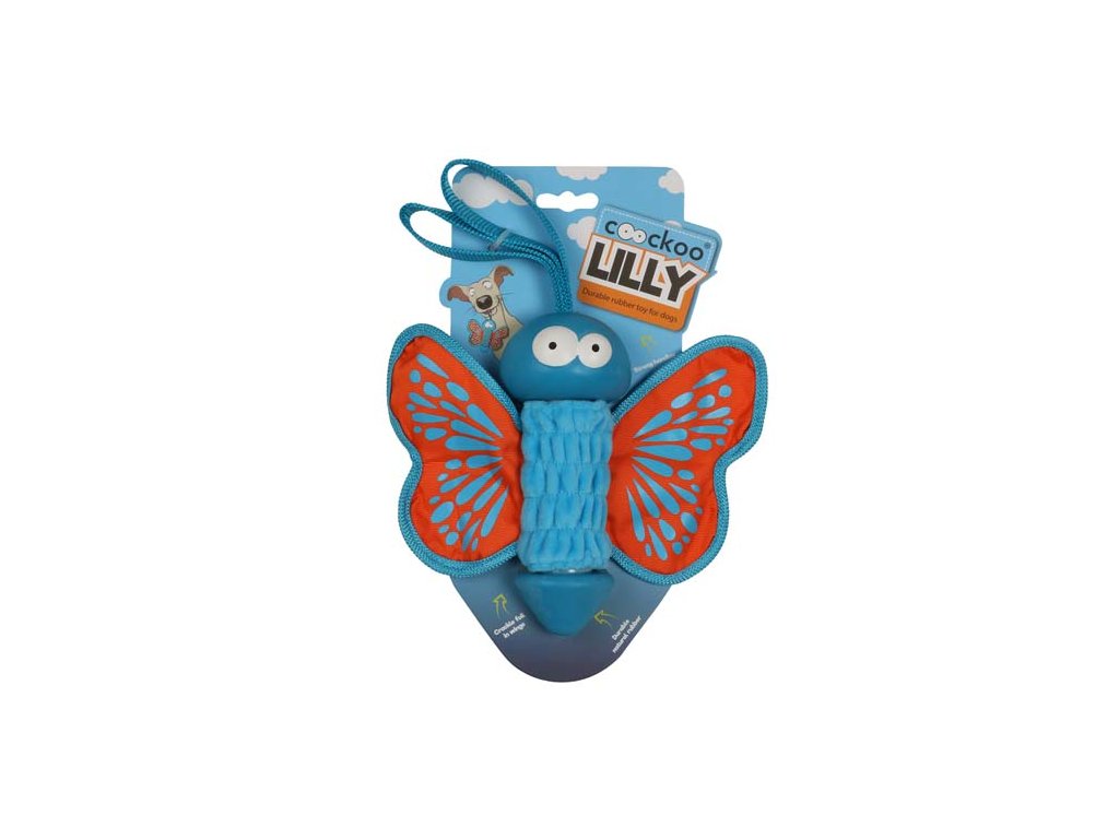 EBI COOCKOO LILLY gumová hračka pre psov 27x20x7,5cm oranžový motýľ