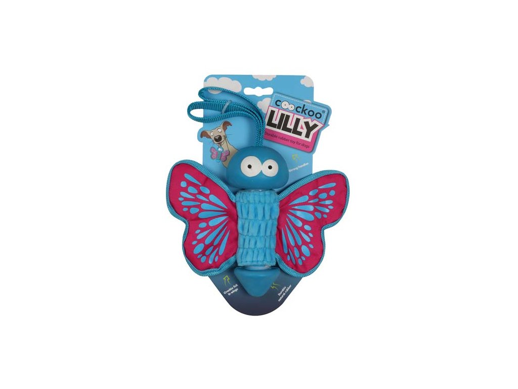 EBI COOCKOO LILLY gumová hračka pre psov 27x20x7,5cm ružový motýľ