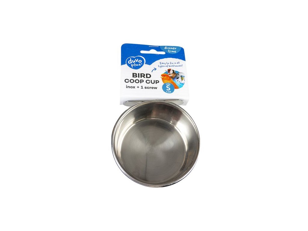 DUVO+ Nerezová miska pre vtáky na priskrutkovanie do klietky + 1 skrutka S 330ml priemer 9,5cm