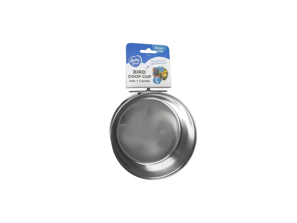 DUVO+ Nerezová miska pre vtáky na priskrutkovanie do klietky + 1 skrutka L 950ml priemer 14cm