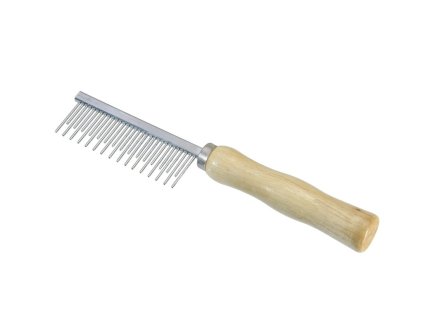 Camon hrebeň s drevenou rukoväťou a striedavými zubami