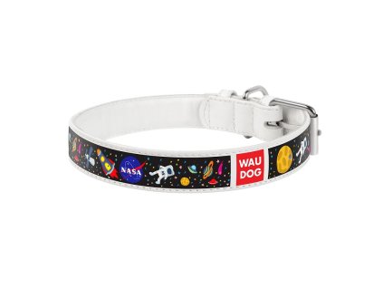 Wau Dog Kožený obojok Nasa, 19 25 cm, biela