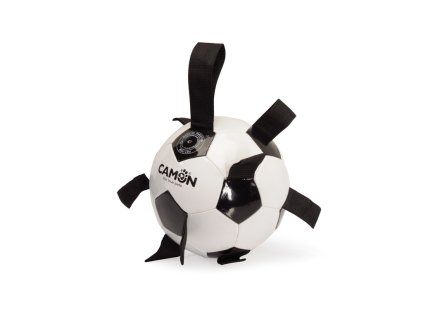 CAMON Hračka lopta z PU kože s polyuretanovými úchytmi black/white, 21cm