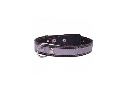 COLLAR Kožený obojok reflexný, 38-50cm/25mm, čierna
