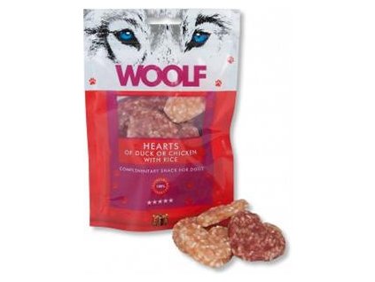 Pamlsok Woolf Dog Duck & Chicken Hearts 100 g