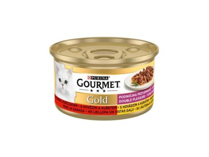 Nestlé GOURMET GOLD cat hovädzie&kura kúsky šťava konz.12x85 g