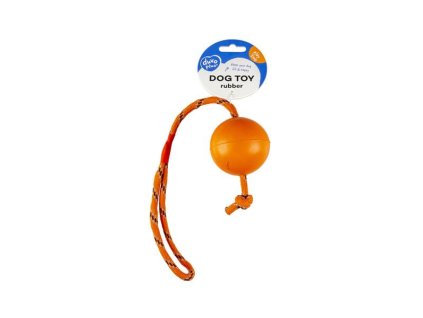 Hračka DUVO+ Lopta gumená, s povrazom, mix farieb s priemerom 6 cm, dĺžka 30 cm