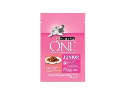 PURINA ONE Junior mini filetky s lososom a mrkvou v šťave 85g