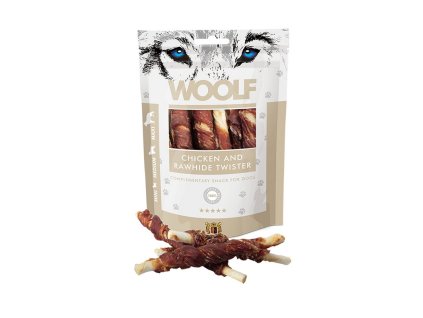 WOOLF Dog pamlsky Chicken Rawhide Twister 100g