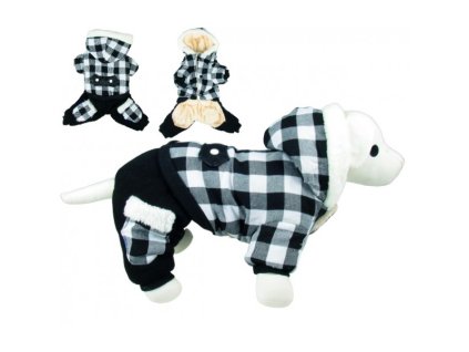 Dog Wear overal pre psa Black and White 25 cm