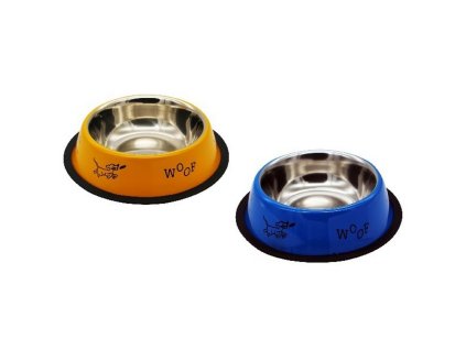 Nerezova miska pre psy v oranzovej alebo modrej farbe. Objem 045l. Velkost 14 cm. 8585027986749