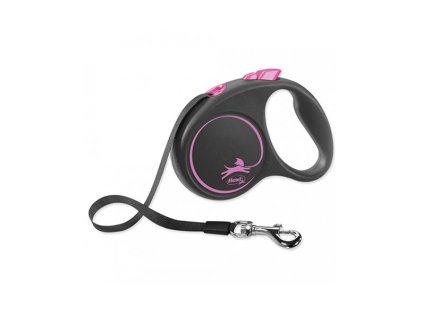 Vodítko Flexi Black Design páska M 5 m ružové (do 25 kg)