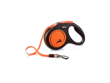 Vodítko Flexi New Neon páska S 5 m oranžové (do 15 kg)
