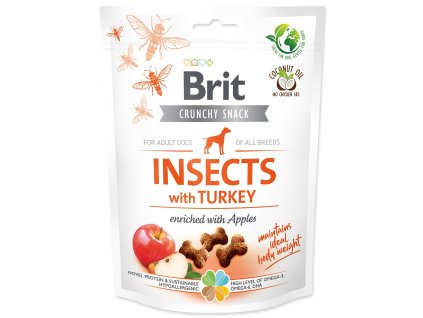 Pochúťka Brit Care Dog Crunchy Cracker Insocts, morka s jablkami 200g