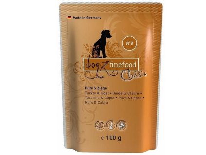 Dogz finefood no.8 kapsička pre psov moriak a koza 100g