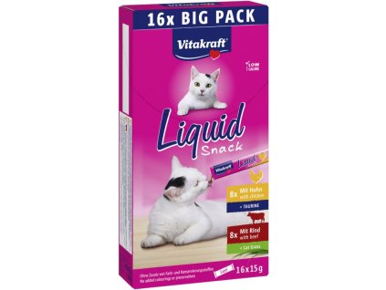 Vitakraft Cat Liquid Snack multipack kura a hovadzie 16x15g 240g 4008239585547