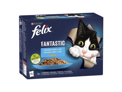 Felix Fantastic Lahodný výber z rýb v želé, tuniak, losos, treska a platesa 12 x 85 g
