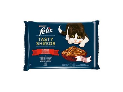 felix tasty shreds multipack 4 x 80 g hovadzie kura v stave 7613038644257