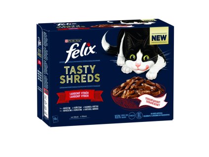 felix tasty shreds multipack 12 x 80 g hovadzie kura kacica morka v stave 7613038643861