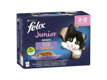felix fantastic junior lahodny vyber v zele hovadzie kuracie sardinky losos 12 x 85 g 7613039776810