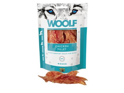 WOOLF pochúťka pre psov: Mäkké filety z kuracieho mäsa - 100g exp.26.07.2025
