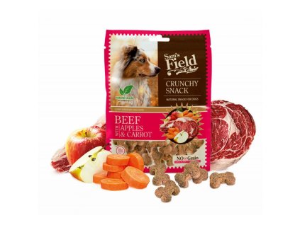 Sam´s Field crunchy cracker pre psov s hovädzím mäsom a jablkom 200g