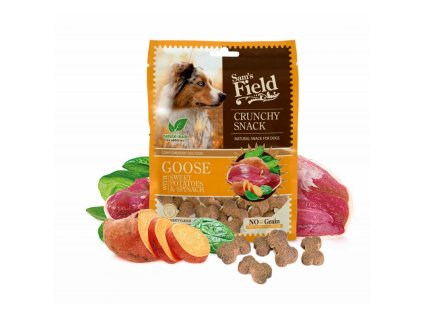sam s field crunchy cracker pochutky pre psov s husou sladkym zemiakom a spenatom 200 g 8595602551224 1
