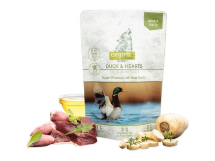 Isegrim dog adult roots duck hearts 410g kapsicka 4250231541025