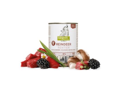 Isegrim dog adult mono reindeer pure with blackberries, champignons & herbs 800g