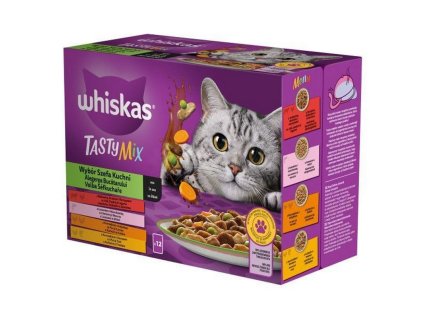 Whiskas Tasty mix v stave hovadzie losos kura treska a zelenina 12 x 85g 4008429156229.jpg